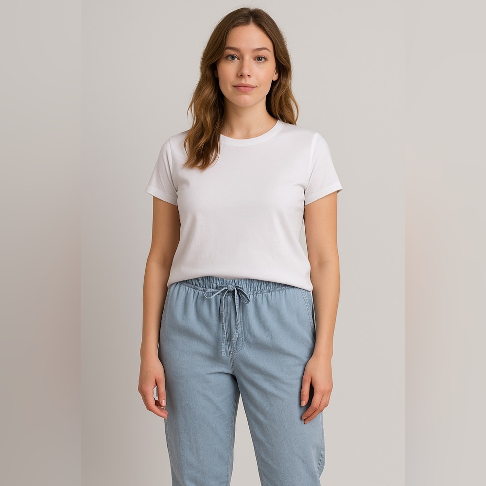 Caslon Sky Blue Elastic Waist Pants beach‎ coastal hippie size Small lightweight